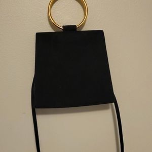 Black Velor Hoop Handle Purse